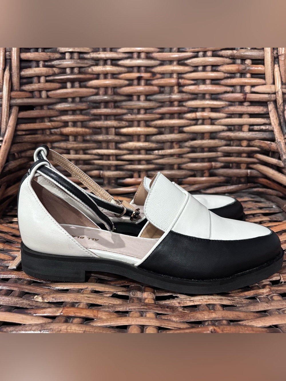 Anthropology All Black Two-Tone Black & White Slingback Loafers 6.5/37